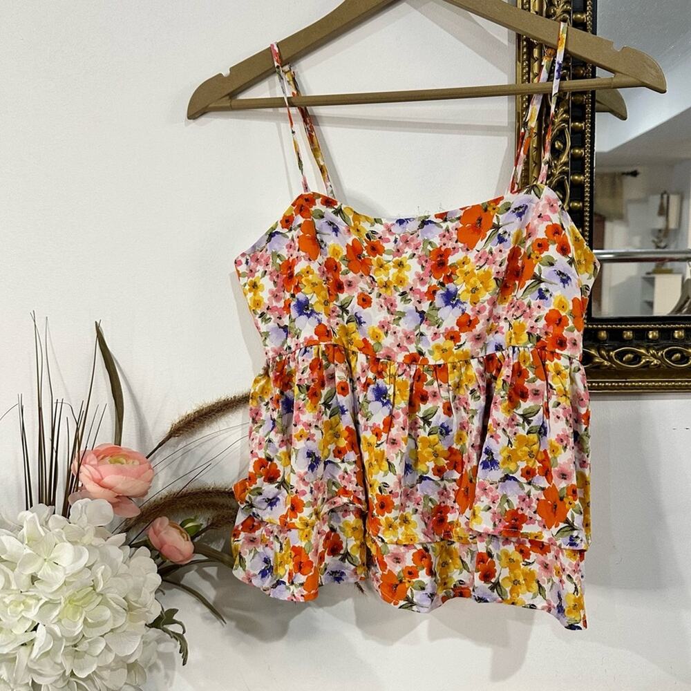 NWT Ruffle Floral Babydoll Top Small